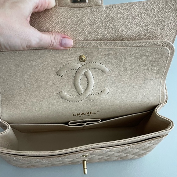 Chanel Caviar Quilted Medium Double Flap Beige - Picture 7 of 12